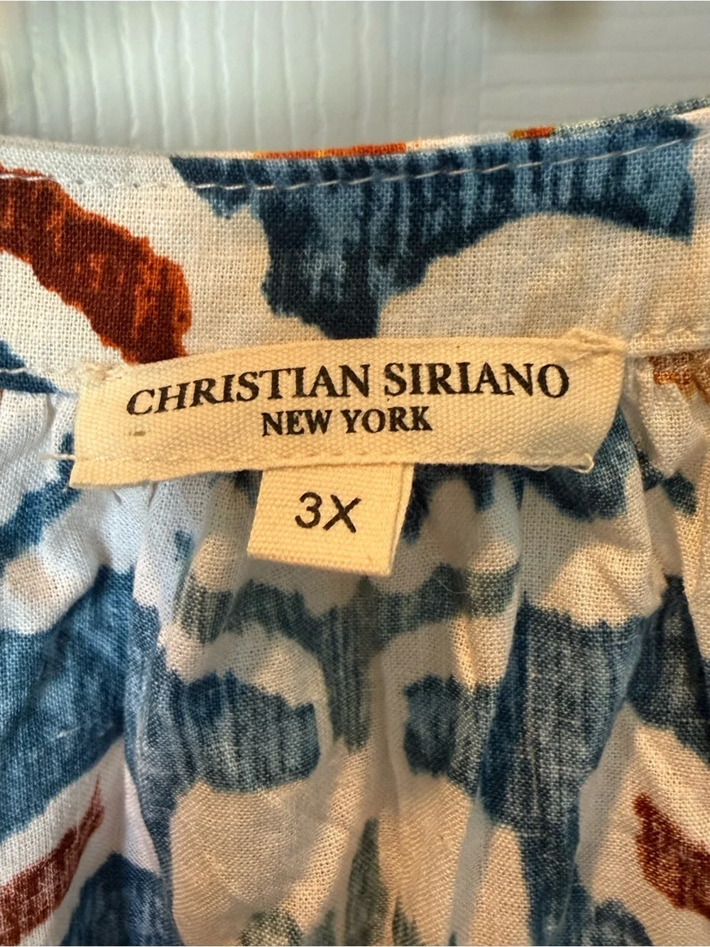 # Christian Siriano Multicolor Ikat Print Two-Piece Linen-blend Pant Set (3X/2X)